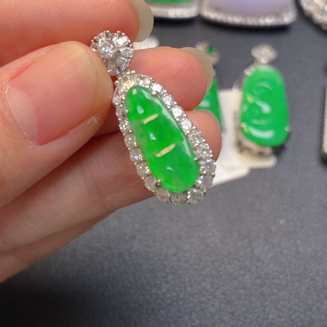 翡翠银S925镶嵌吊坠(不含链)