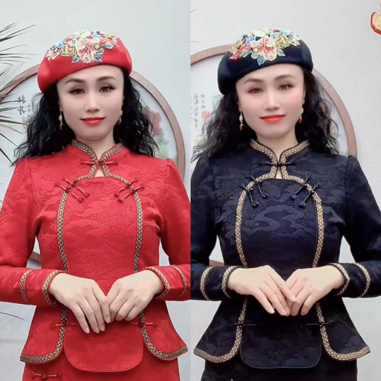 加绒（衣长58左右）新中式复古立领衬衫女国风盘扣上衣外套86789