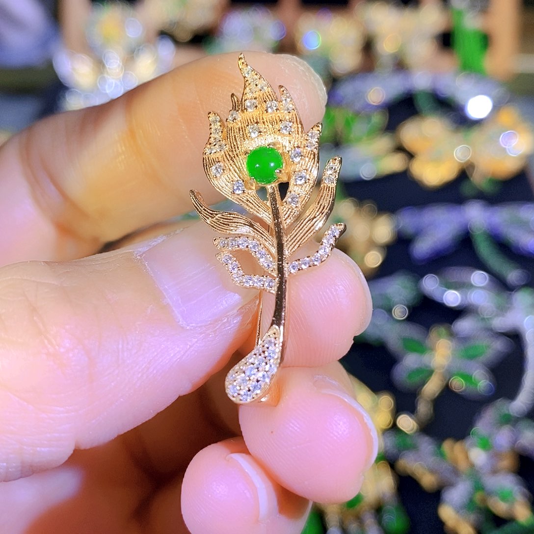 吊坠(不含链)银S925镶嵌翡翠