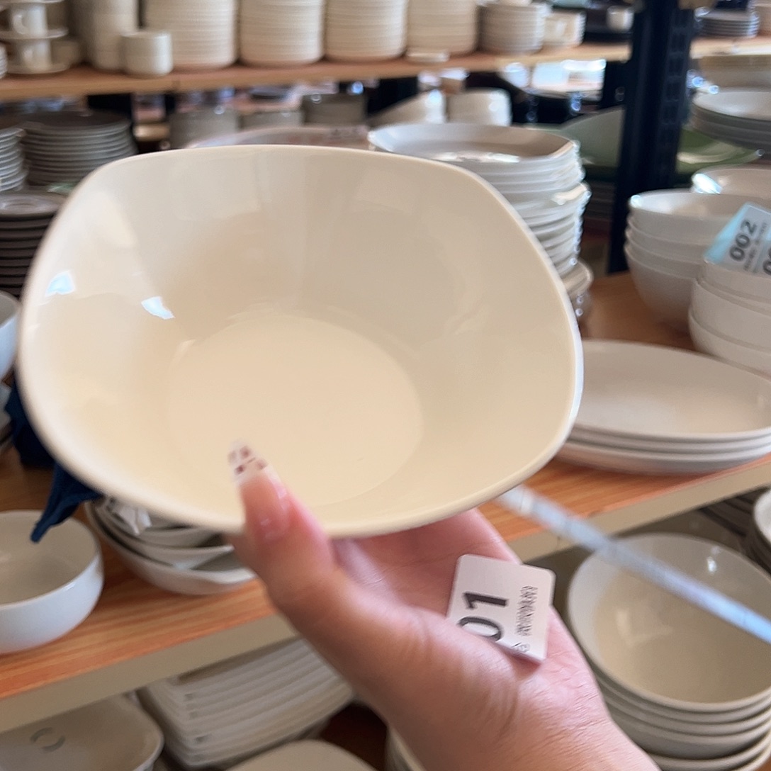 新骨瓷001微瑕暖白6.5寸四方翘角碗 福利款