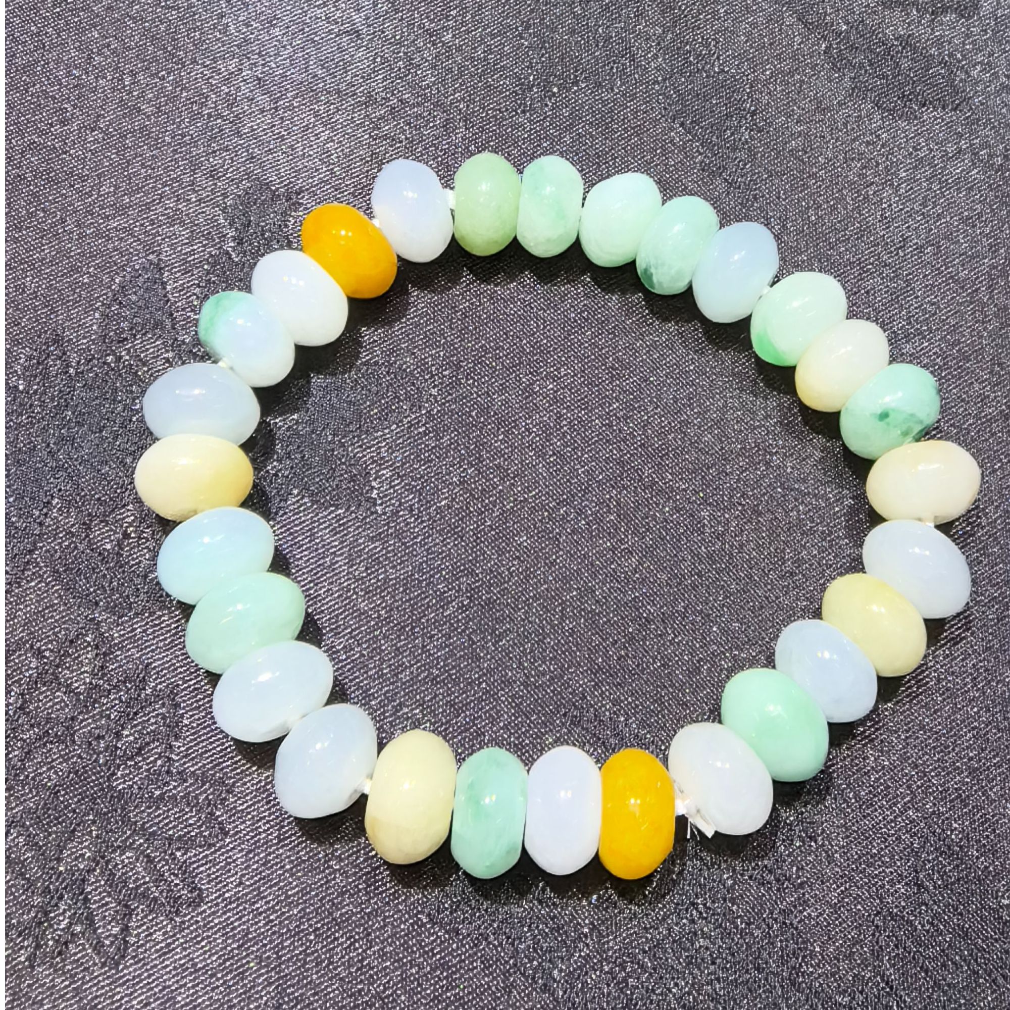 缅甸10mm糯冰种时尚素圈鼓珠翡翠多宝翡翠手串