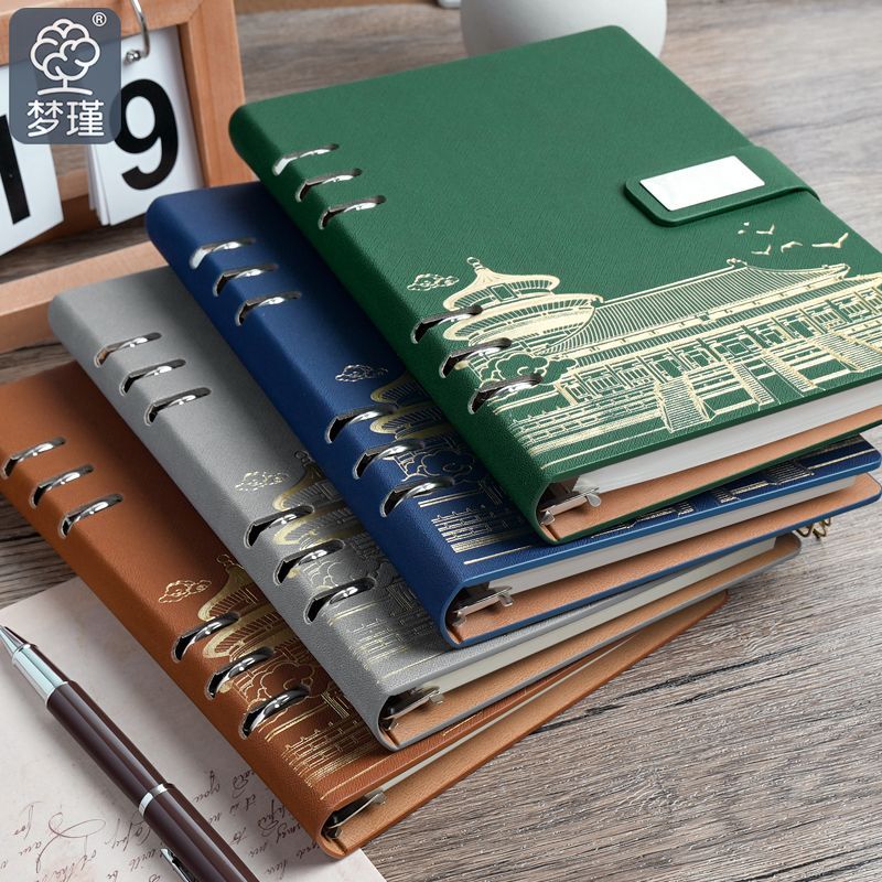 A5皮面活页笔记本可拆卸记录本商务本日记本记事本高颜值替芯本