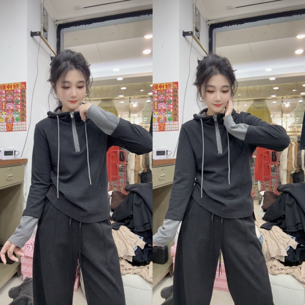 DD-撞色双面绒连帽衫（发货3-5）