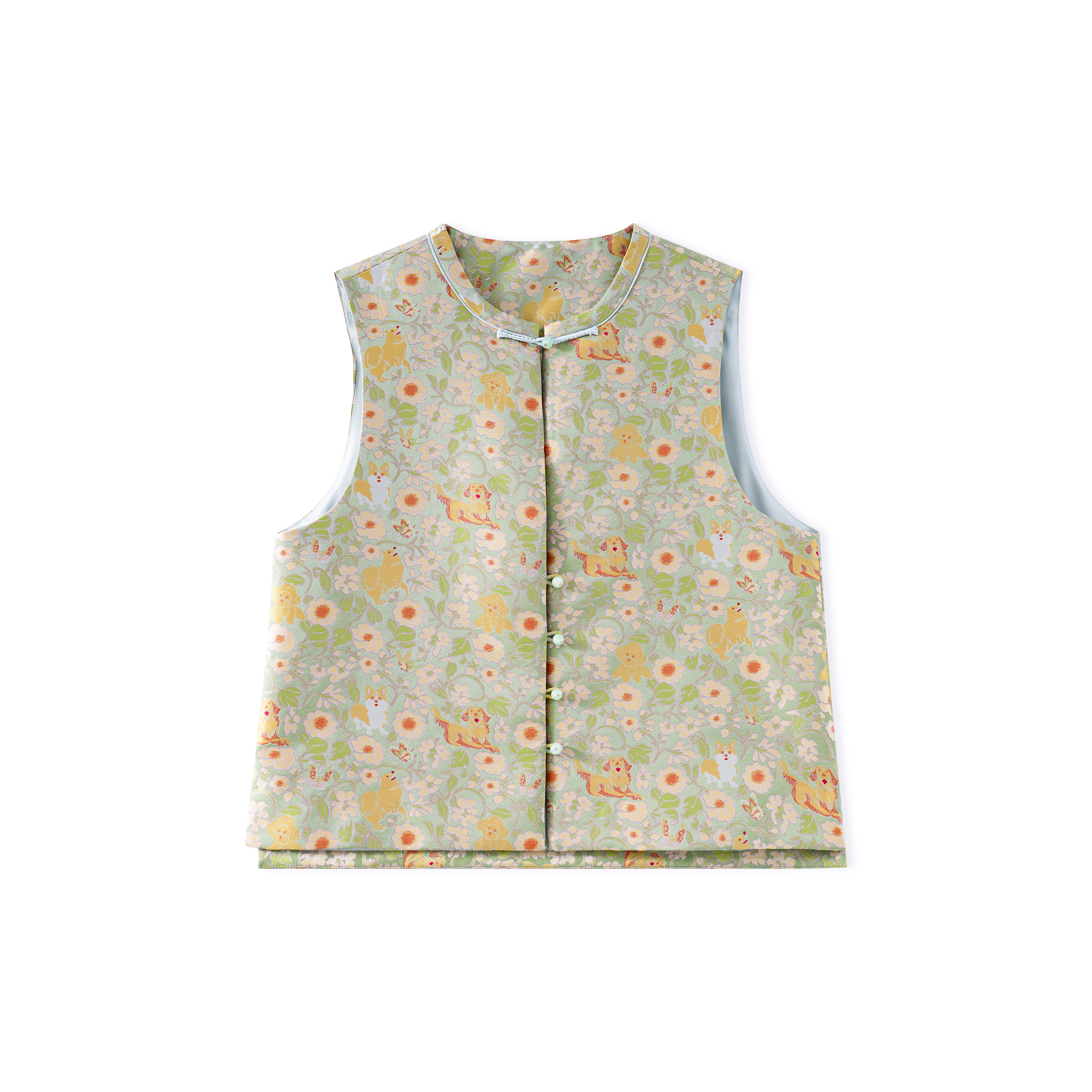 春日暖阳-新中式里外100桑蚕丝宋锦外套气质休闲马甲BZ25118-27