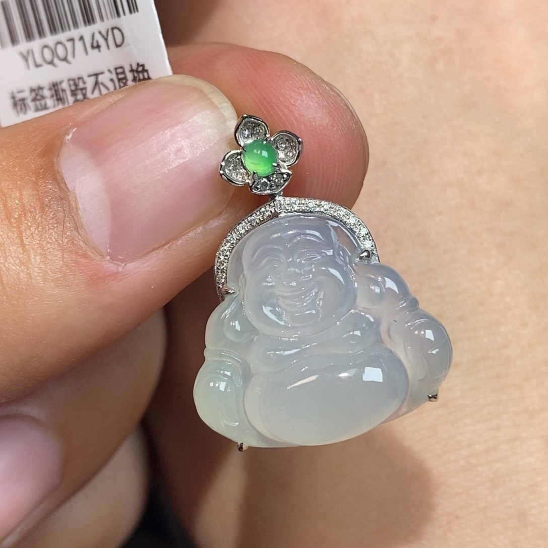 翡翠颈饰18K金镶嵌佛公