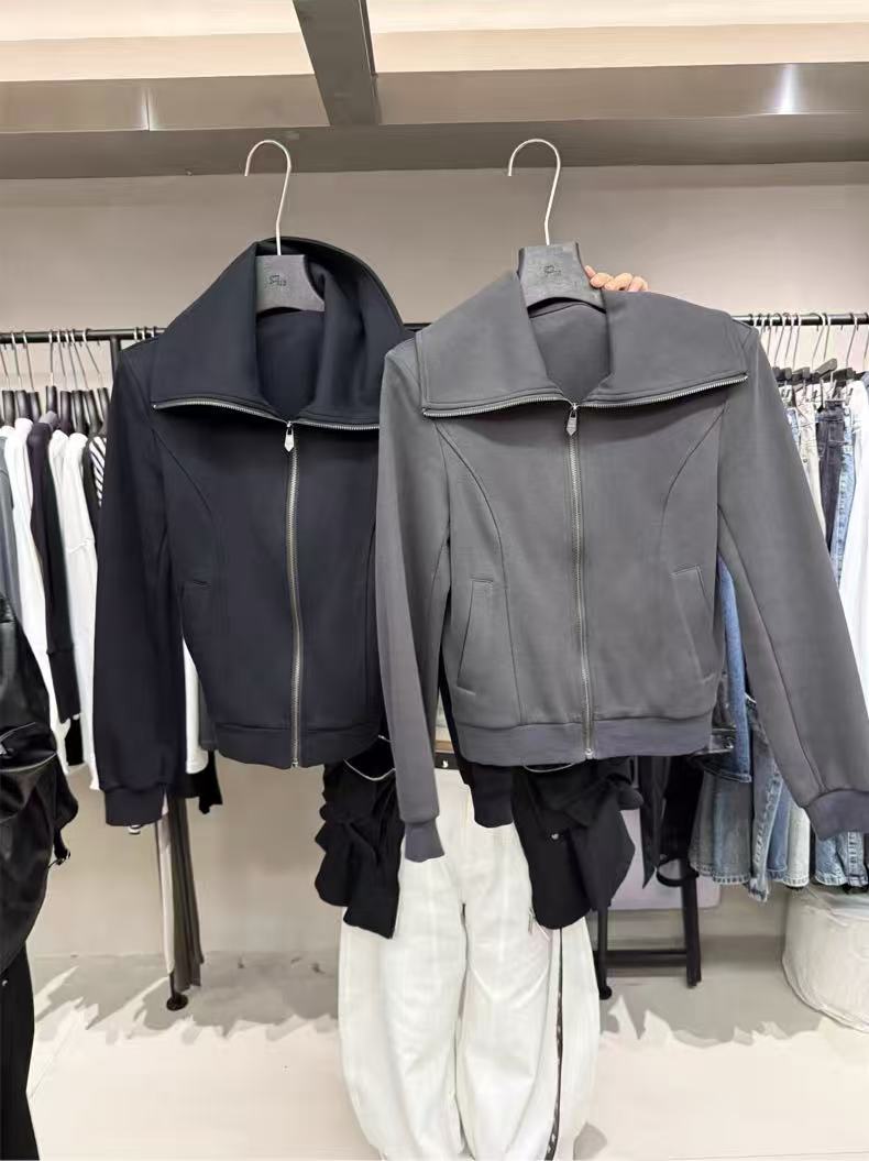 AL SHOP【南韩独行】韩系时尚秋季翻领拉链休闲显瘦百搭短款外套