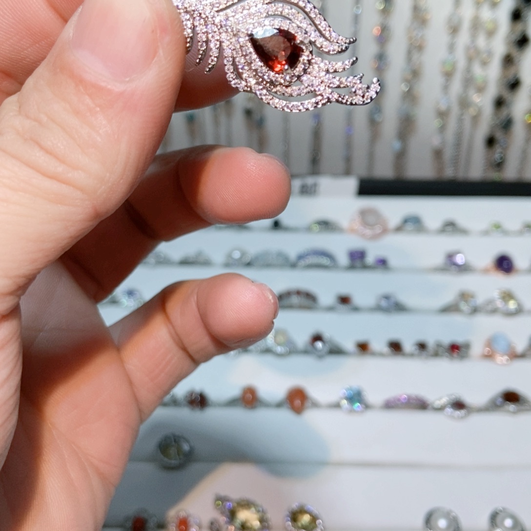 绿水晶戒指银S925镶嵌