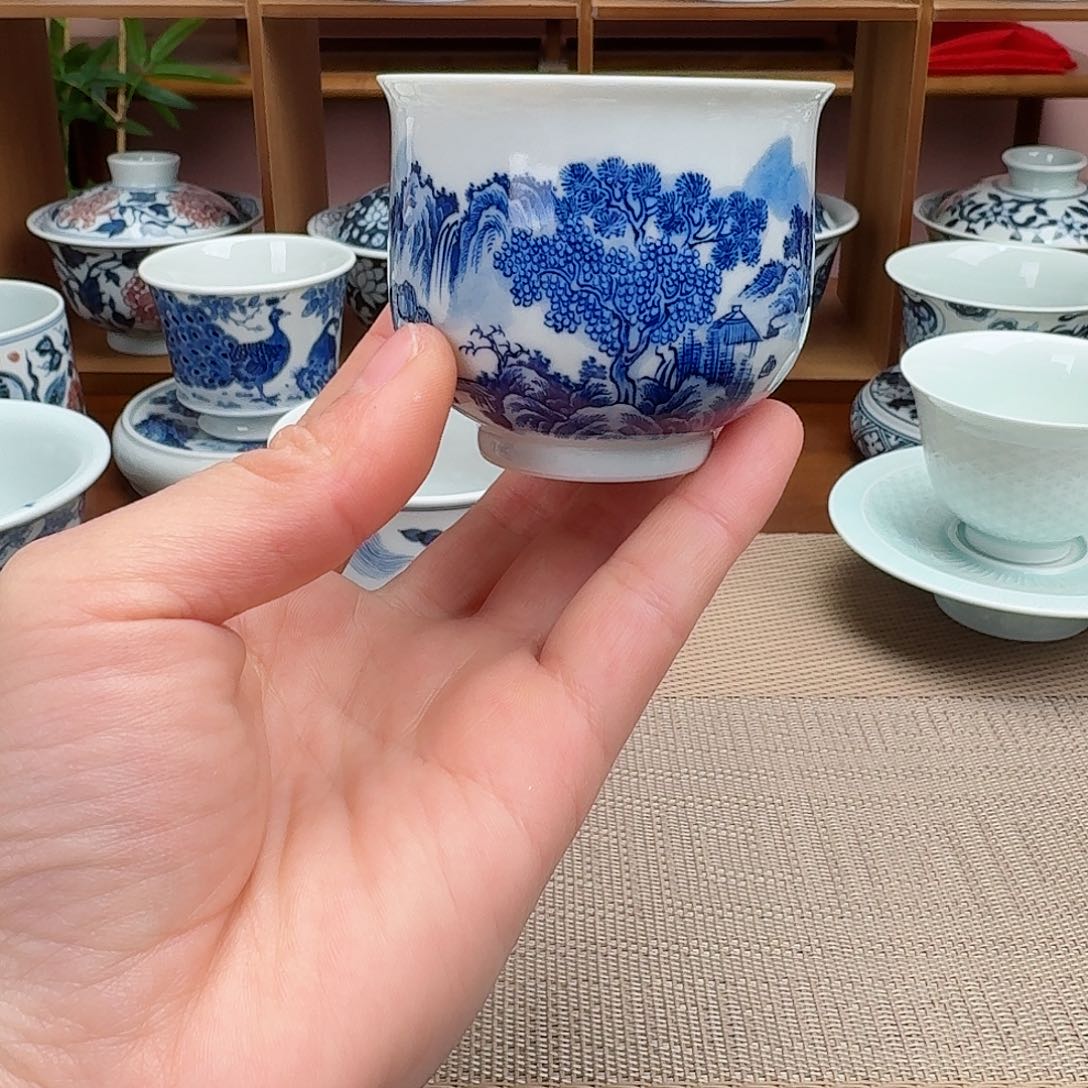 清风瓷影山水炉式主人杯