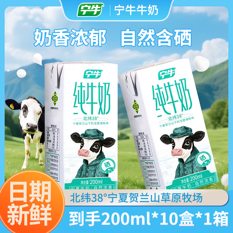 【新日期】宁牛3.3g乳蛋白10盒装纯牛奶配料干净生牛乳