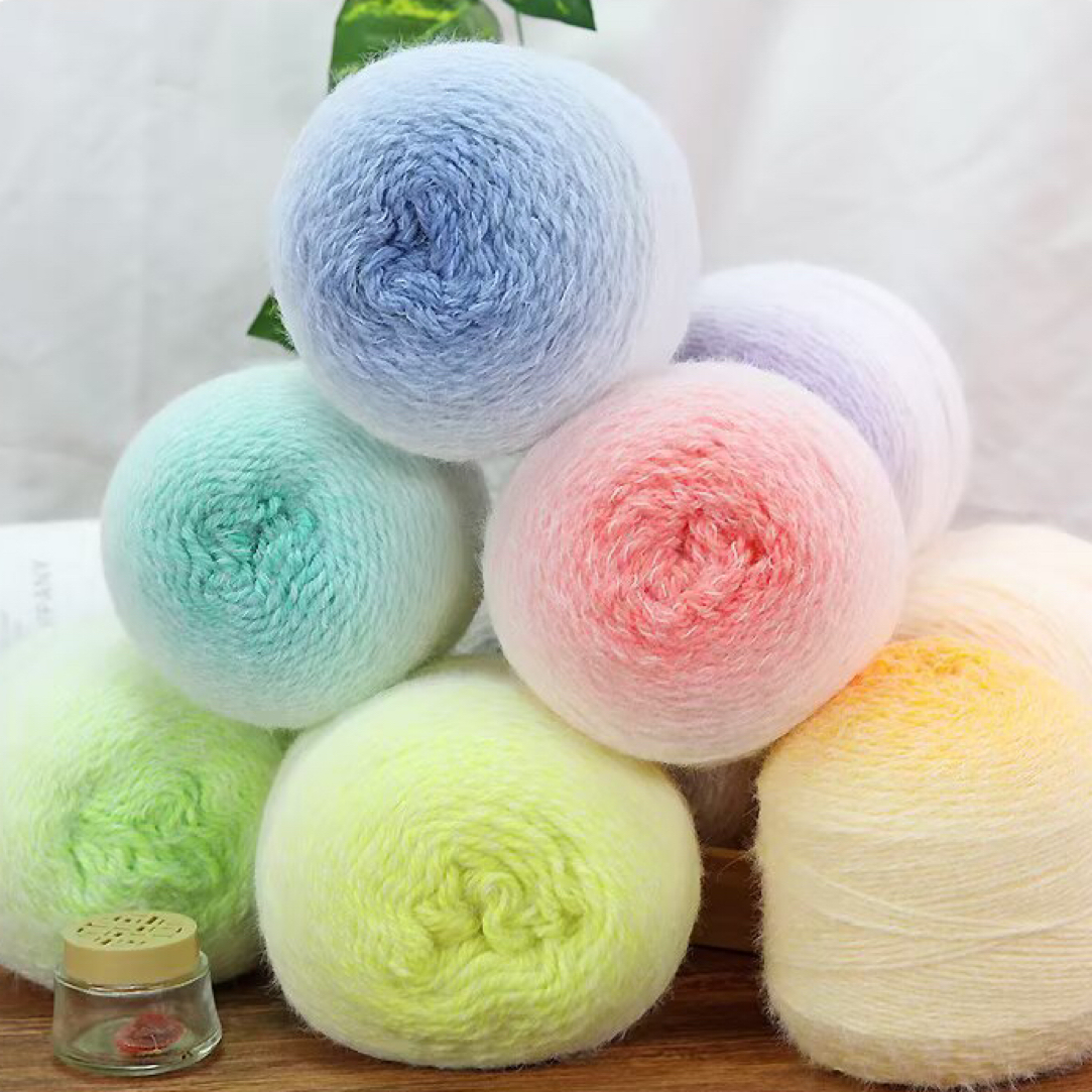 渐变羽毛线可钩可织用于编织七星毯围巾花束毯子等手工用品