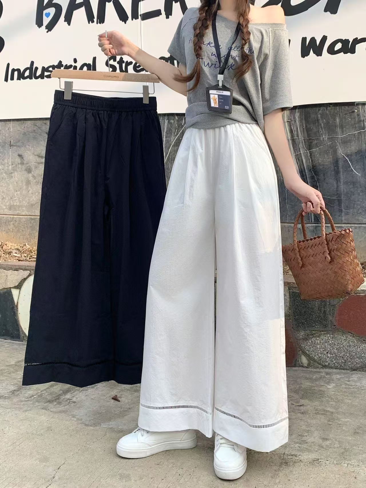 滨莉家 2906【镂空】九分直筒镂空下摆长裤