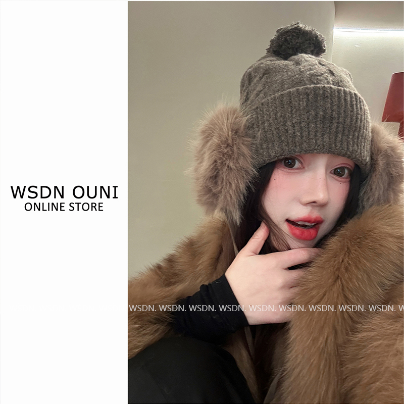 【护耳帽】韩系针织麻花耳暖帽秋冬新款保暖百搭显脸小护耳毛线帽