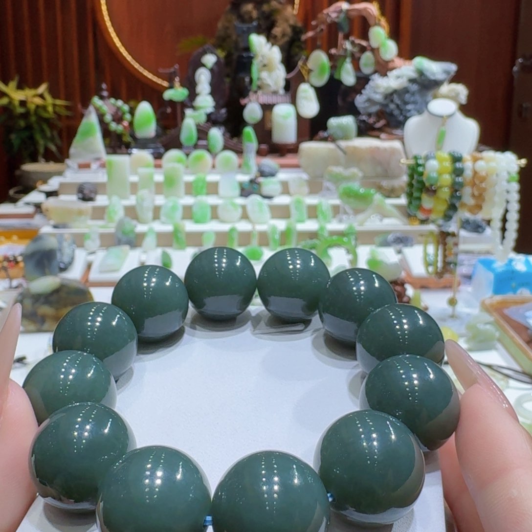 手串未镶嵌和田玉新疆瓷蓝卡20