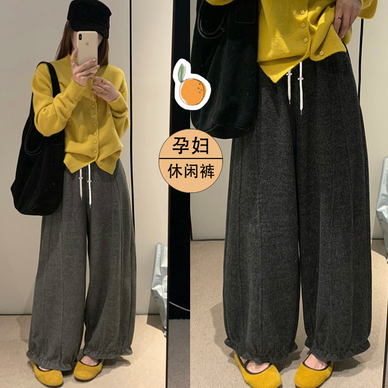 秋冬新款加厚保暖高品质百搭手感超好花苞休闲显瘦可调节孕妇长裤