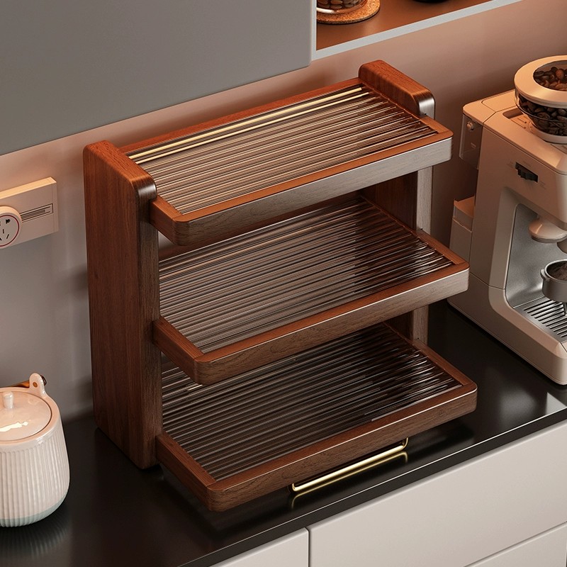 实木桌面置物架客厅桌上多层分层架桌子放杯子咖啡杯收纳小层架子