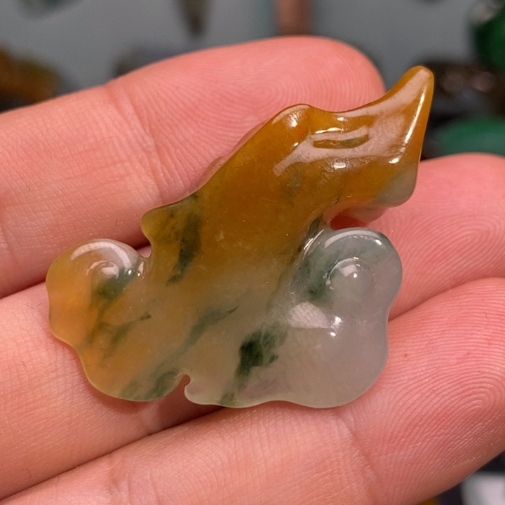 翡翠未镶嵌吊坠(不含链)灵芝如意