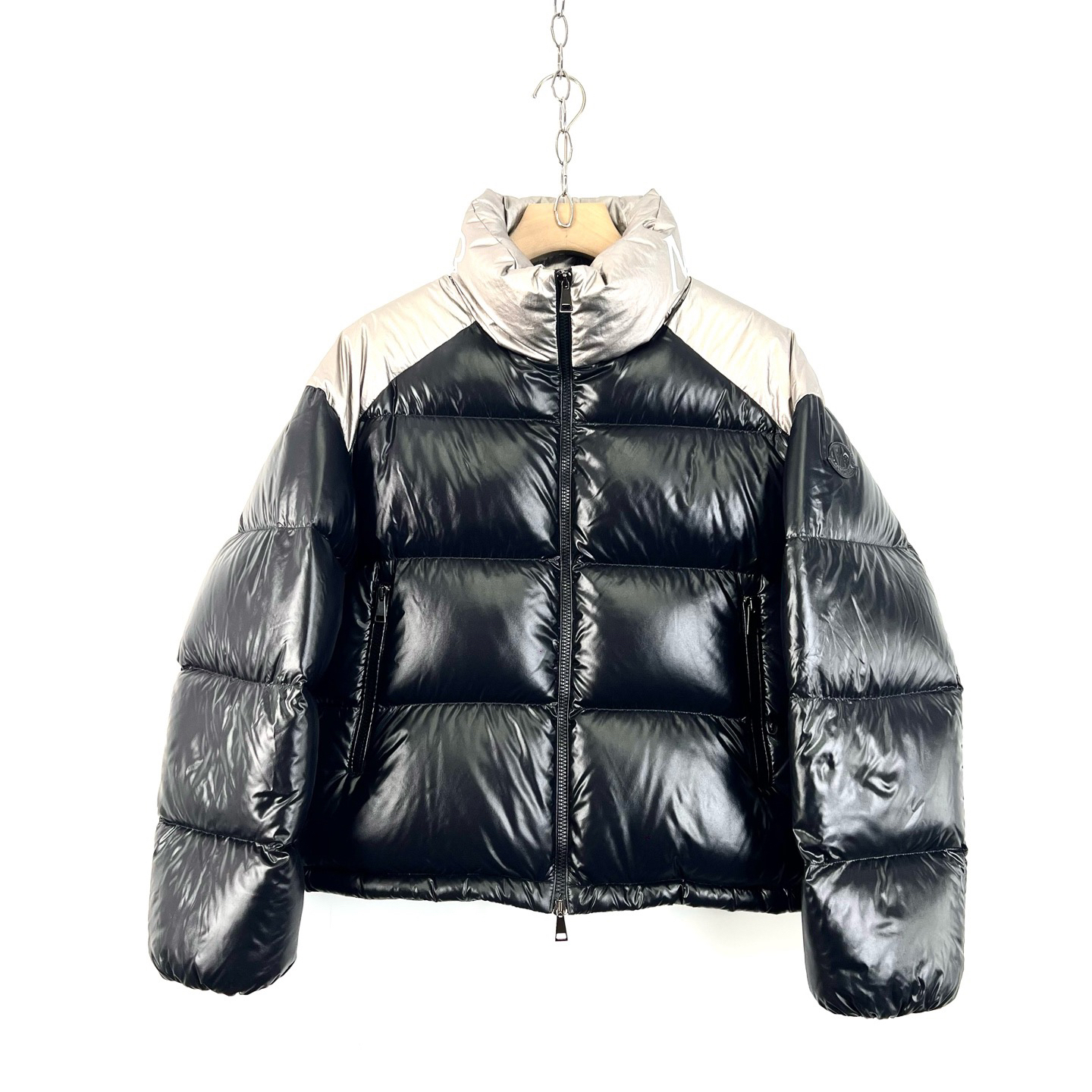 95新 MONCLER 2码/蒙口拼色立领Logo羽绒服外套/如图/编码07641