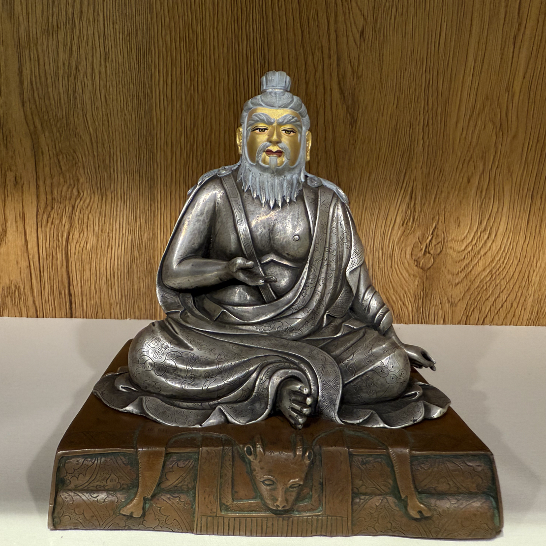 【唐东杰布】藏式工艺纯银造像 金粉开脸12cm
