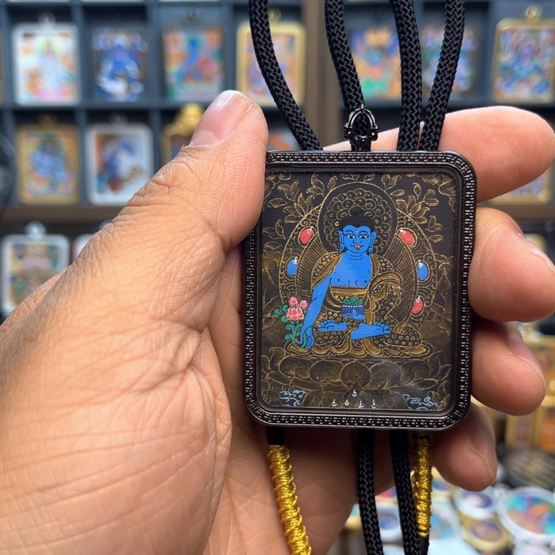 吊坠纯手绘药师唐卡