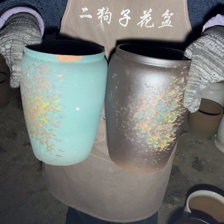 紫砂花盆口17高26瑕疵瑕疵