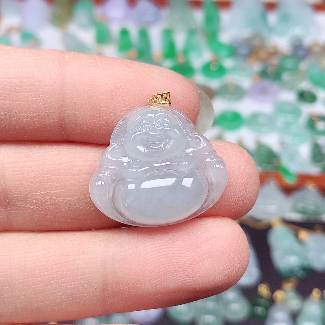 翡翠颈饰18K金镶嵌天然翡翠A货