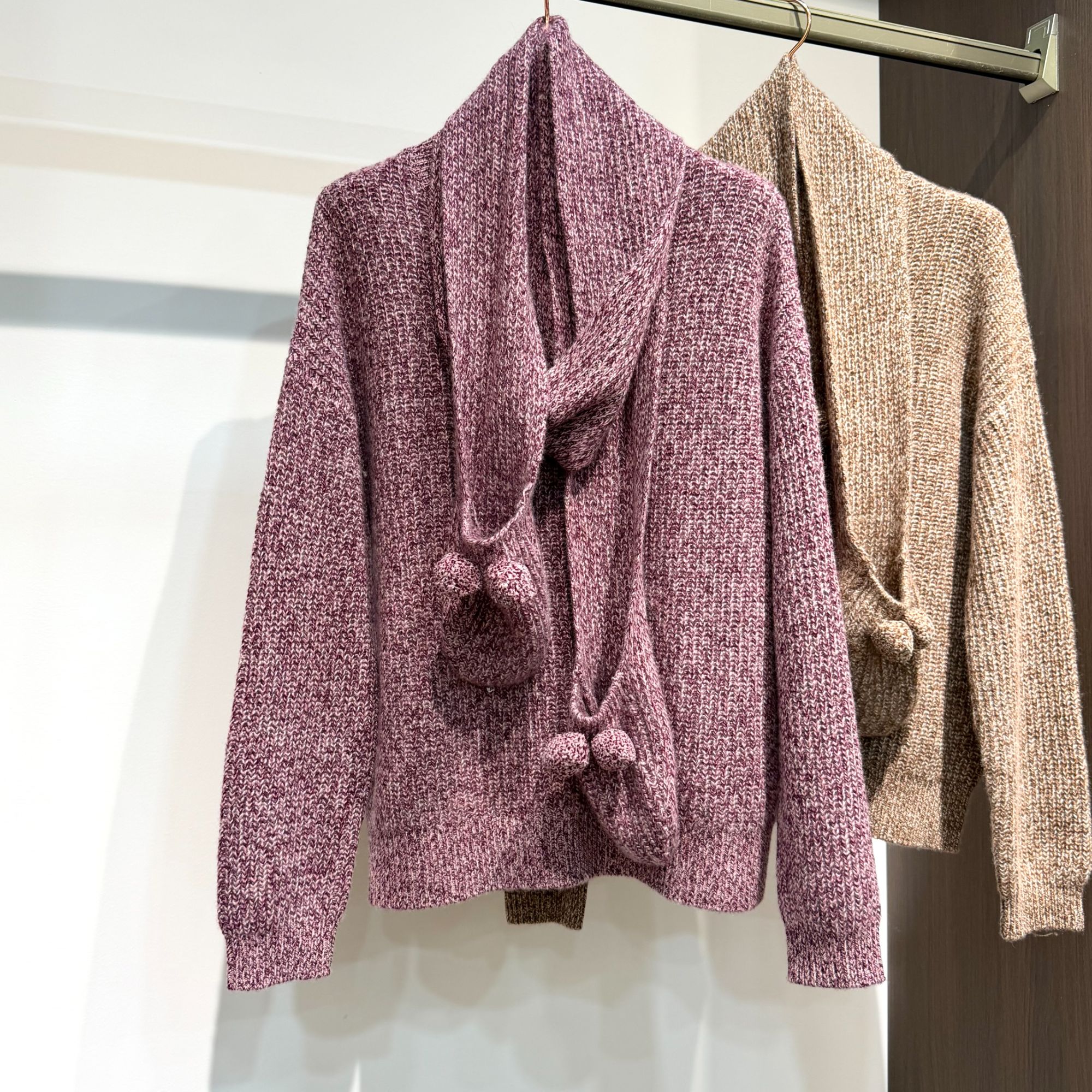 【慵懒格调】100%纯山羊绒 纹围脖式披肩羊绒衫