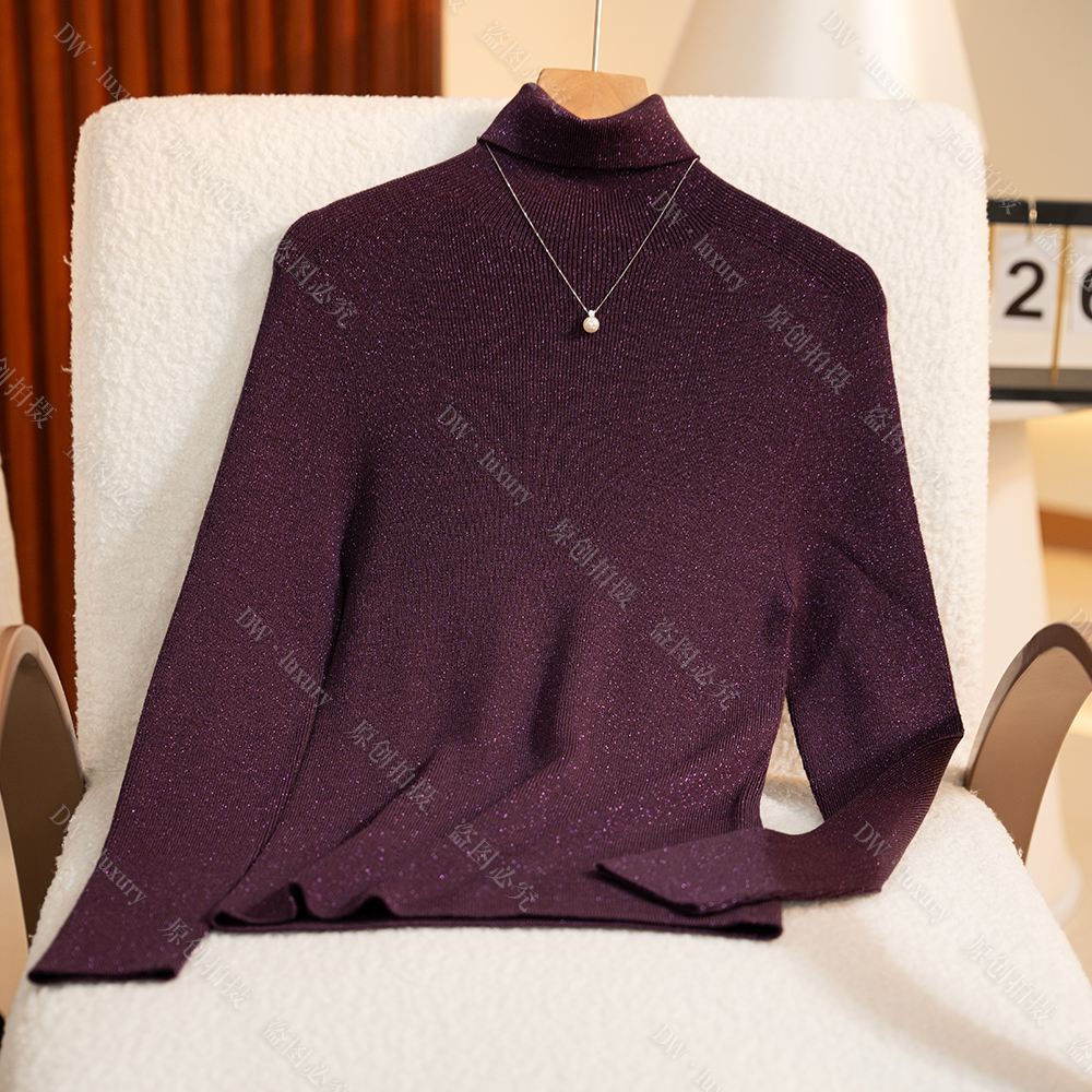 【三农之家】精纺纯羊毛女士秋冬弹力羊毛衫高翻领长袖厚款毛衣