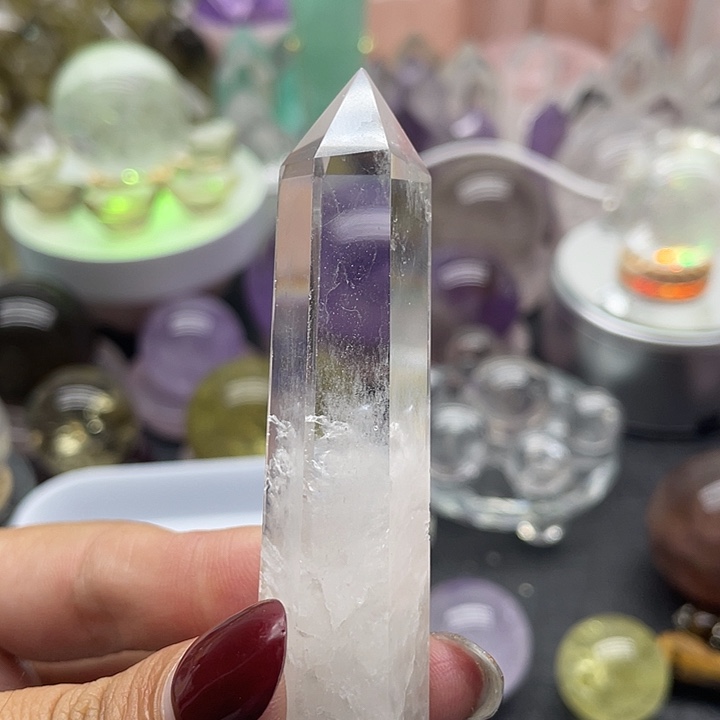 未镶嵌珠宝半成品水晶2白水晶柱高7.5宽1.8