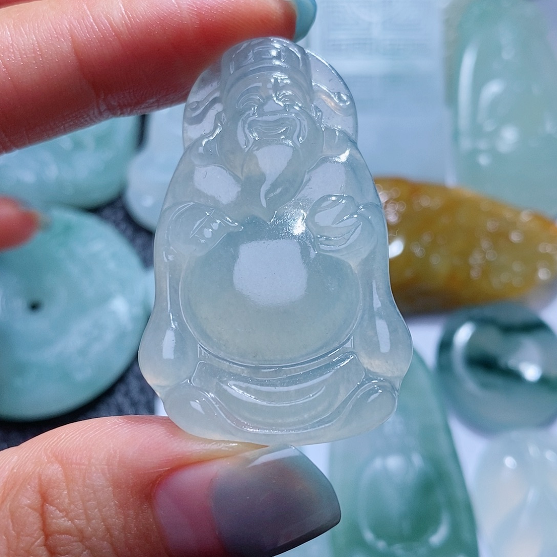 定制翡翠未镶嵌毛货付款后确认抛光