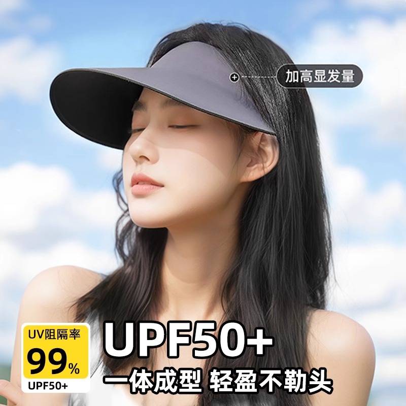 无感一体防晒帽面罩女夏季防紫外线无痕遮阳帽子可折叠超轻空顶