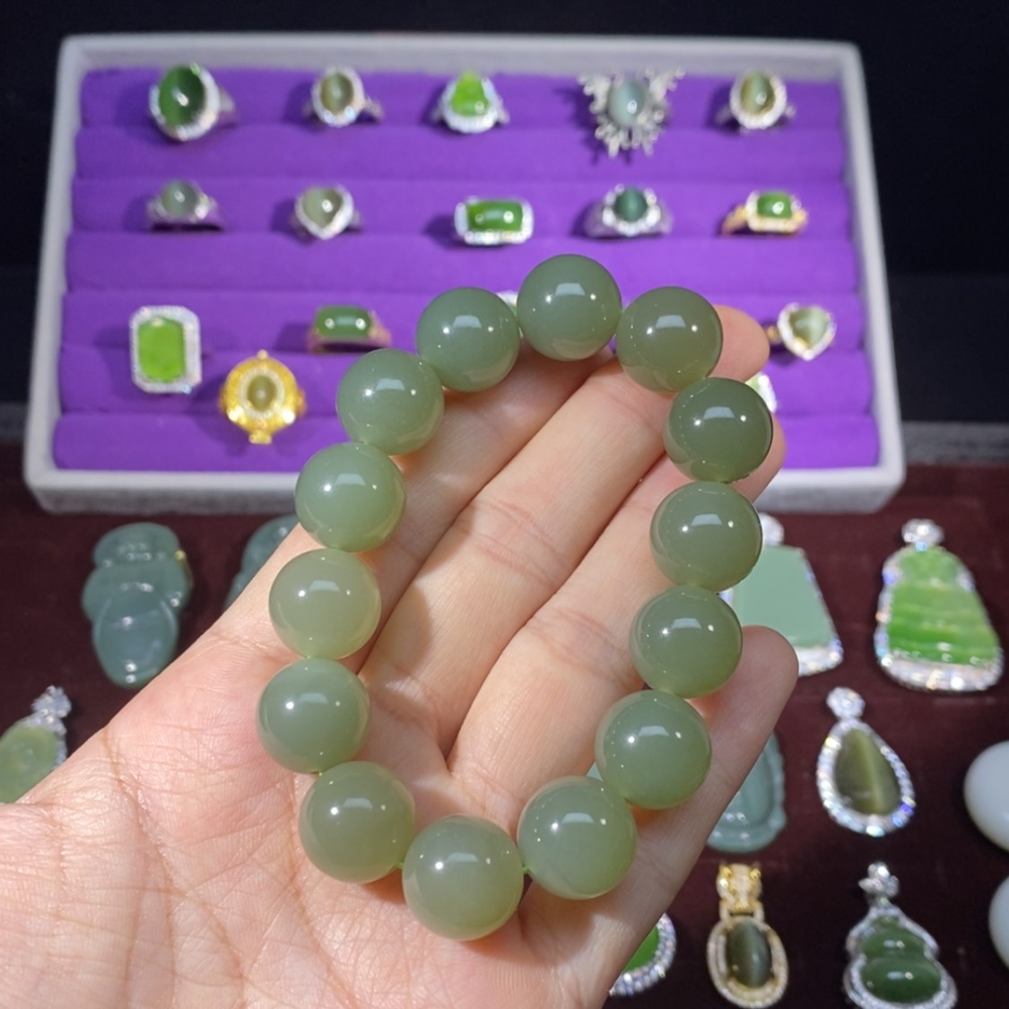 【闪购商品】和田玉颈饰未镶嵌手串晴水卡13+