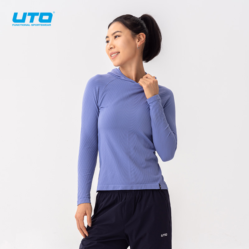 UTO/悠途女士波纹运动连帽衫春夏户外健身跑步休闲长袖速干卫衣