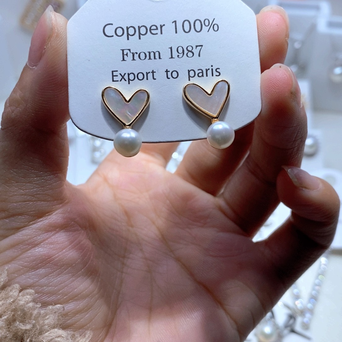 银S925镶嵌淡水珍珠耳饰