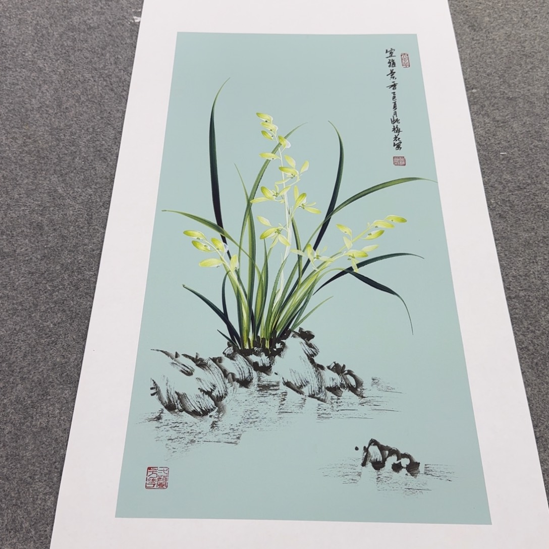 国画国画立体兰花作品