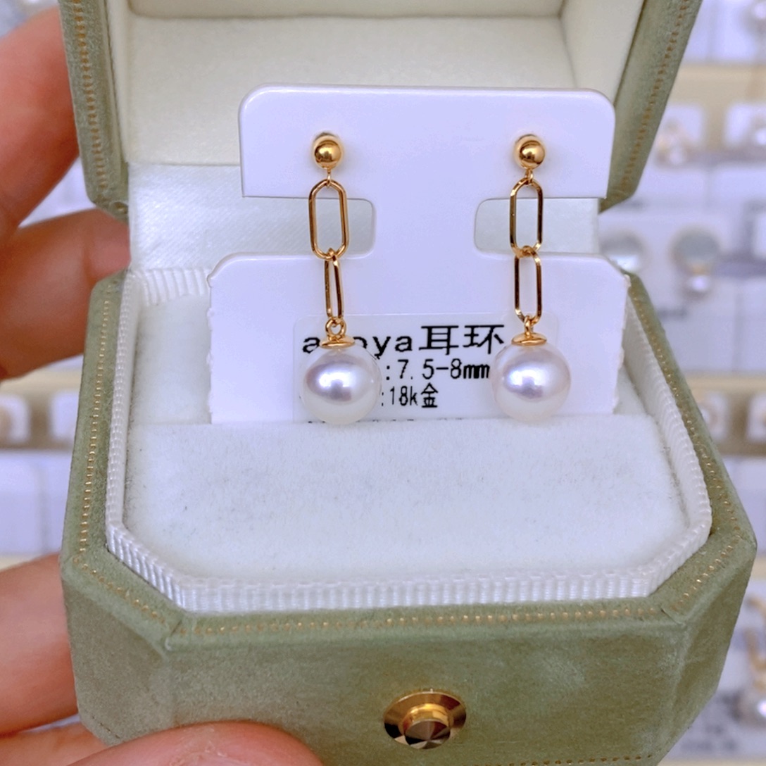 海水珍珠耳饰18K金镶嵌@*语