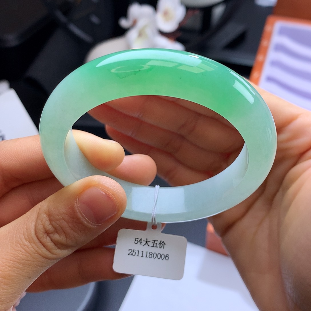 未镶嵌手镯翡翠54甜阳绿正圈