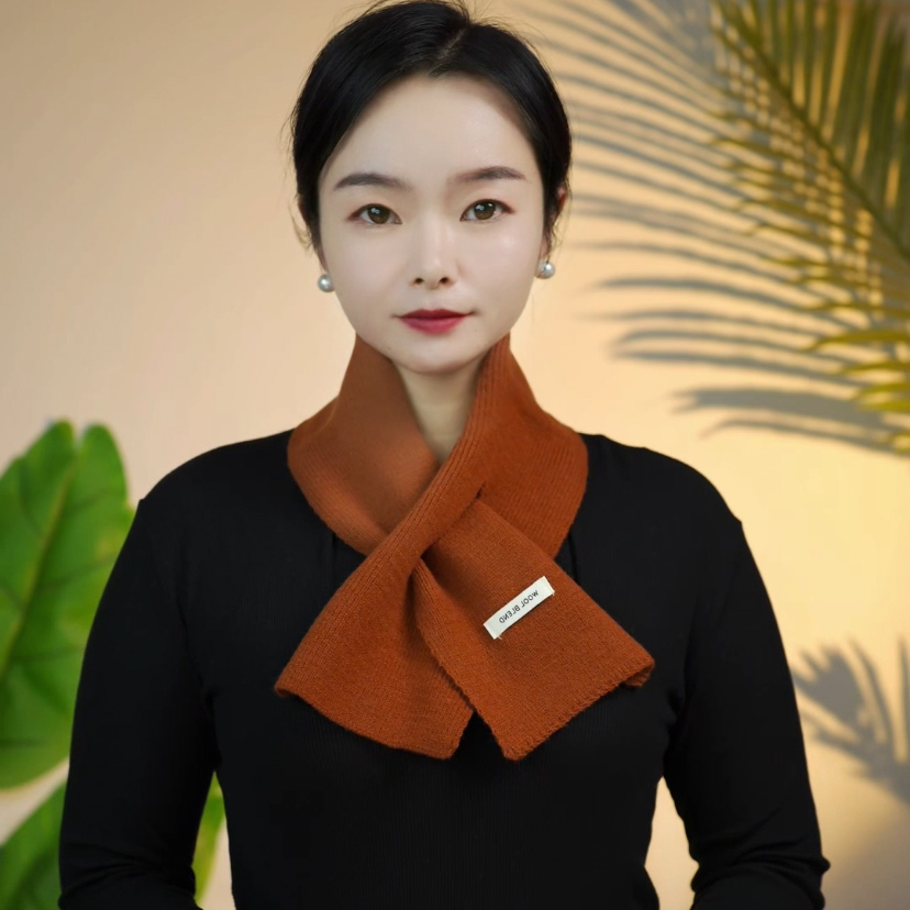 秋冬季针织短款围领纯色高级感围巾保暖护颈时尚百搭男女通用围脖