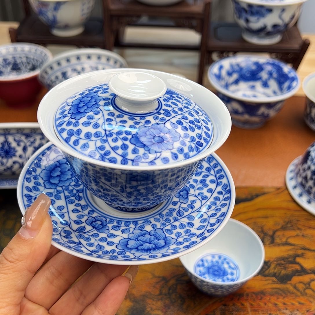 杯景德镇手绘盖碗