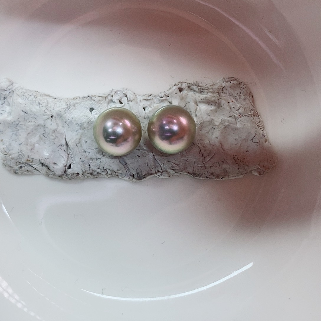 18K金镶嵌耳饰海水珍珠9-9.5