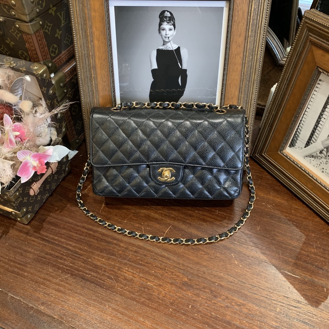 95新 Chanel/香奈儿 香奈儿 CF中号 黑金牛 镭射10开/SP22648