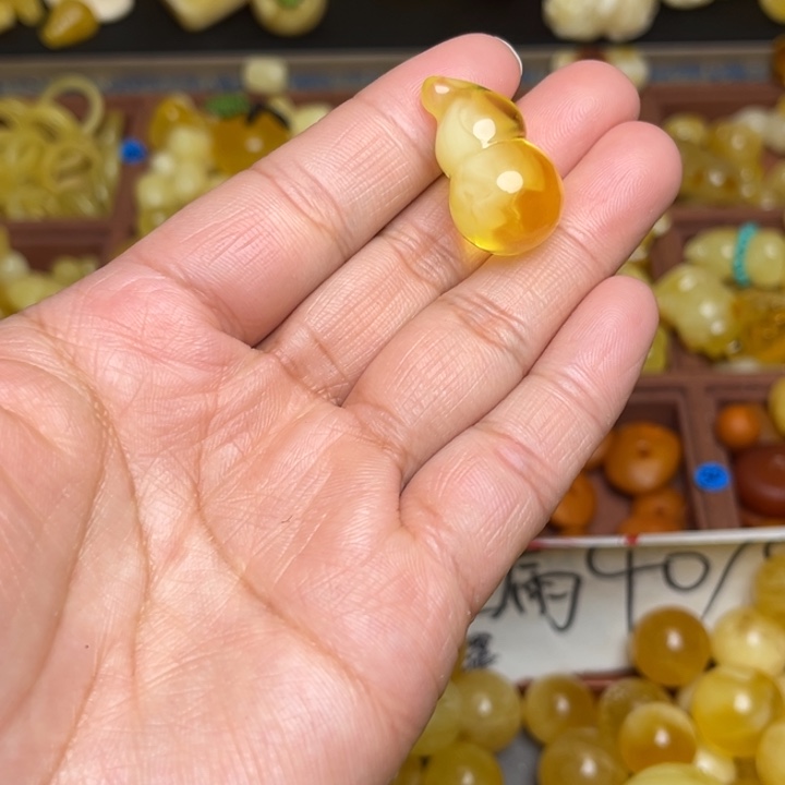 蜜蜡未镶嵌珠宝奇石天然蜜蜡福禄双全