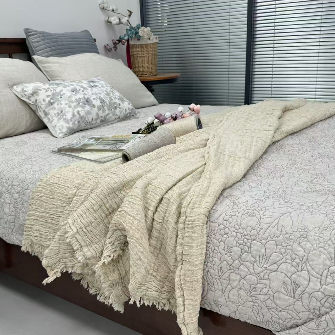 【毯后轻褶皱】70%汗麻棉毯舒适尾货A