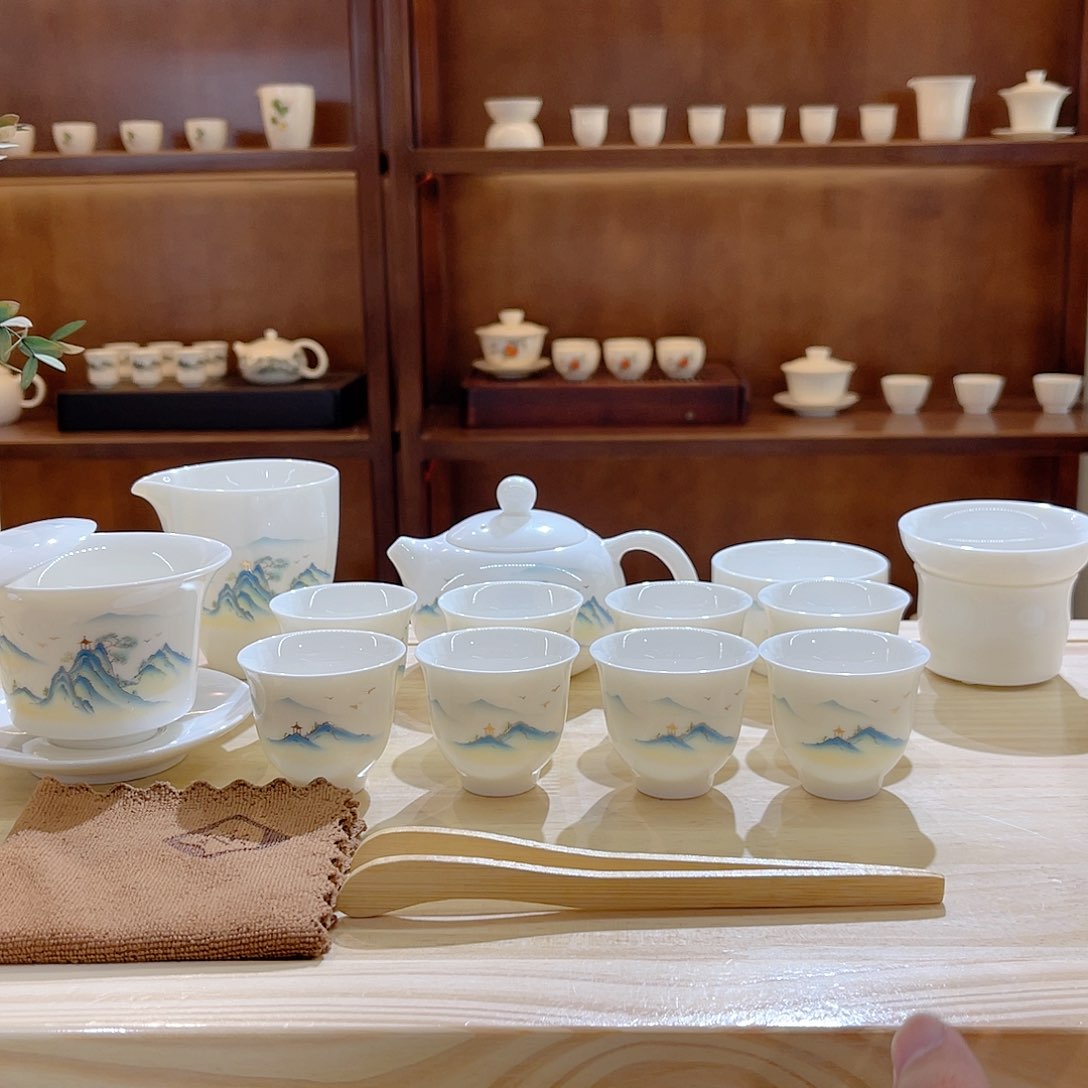 瓷片玄致羊脂玉瓷茶具套装