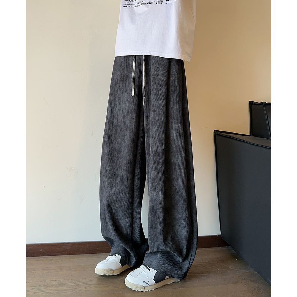 NINEDAO/玖岛夏季美式休闲cleanfit风潮流百搭薄款冰丝阔腿裤子男