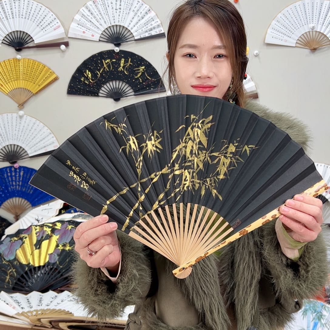 书法梅妃95寸-文玩扇-手写-粘好发出