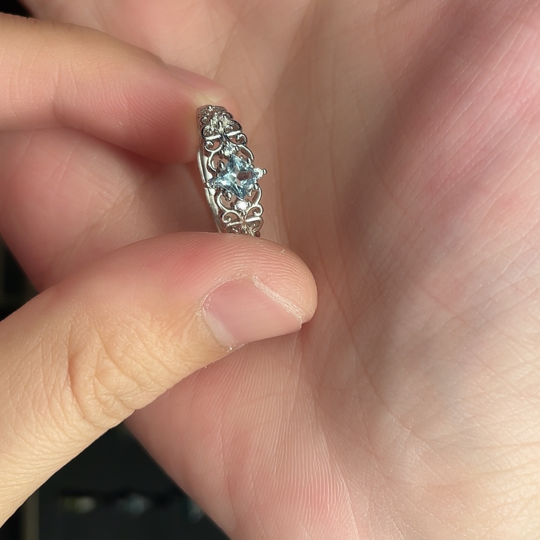 海蓝宝石戒圈银S925镶嵌