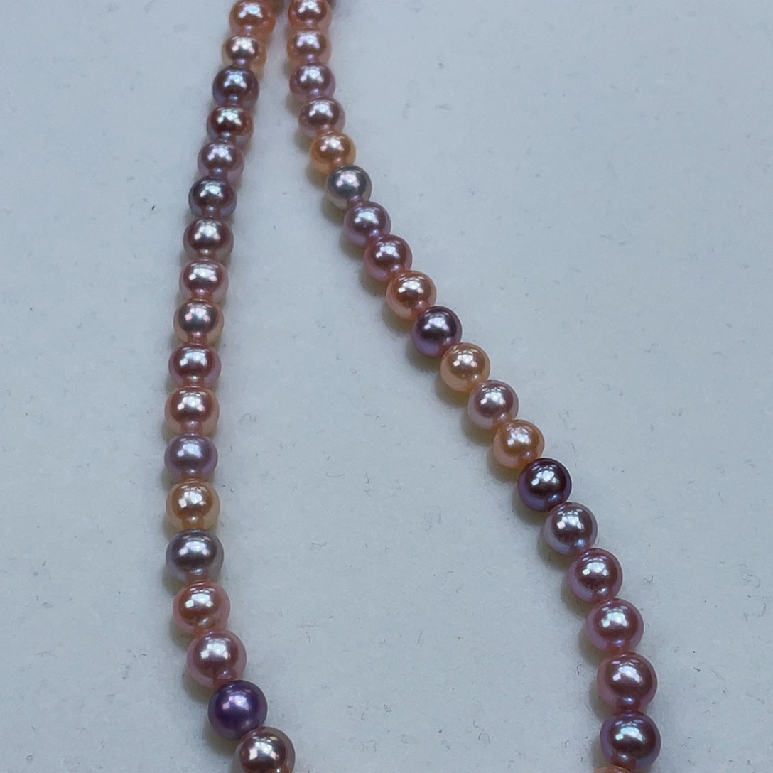 淡水珍珠颈饰银S925镶嵌5.5流光溢彩糖果极光