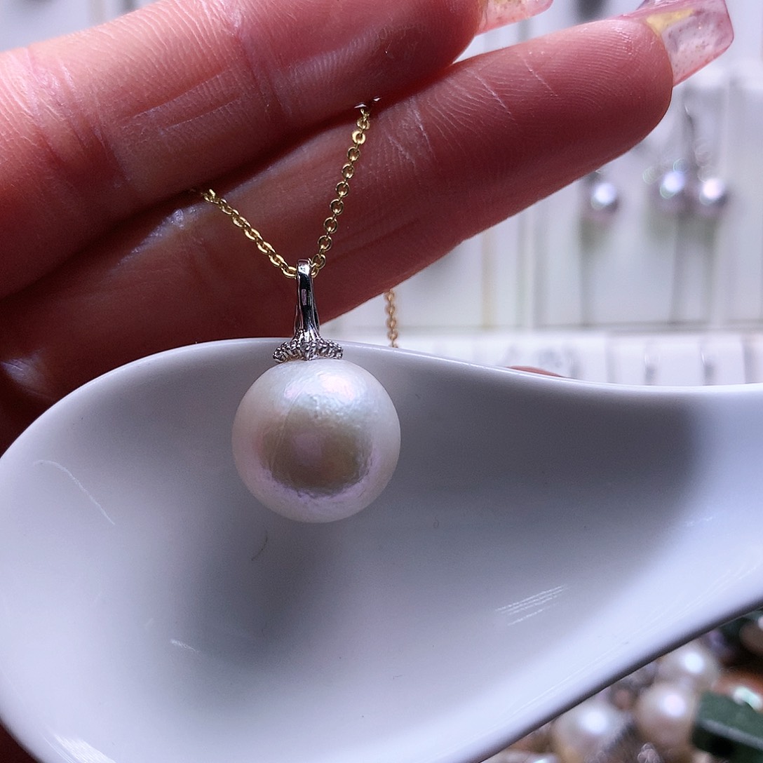 淡水珍珠吊坠(赠链)银S925镶嵌