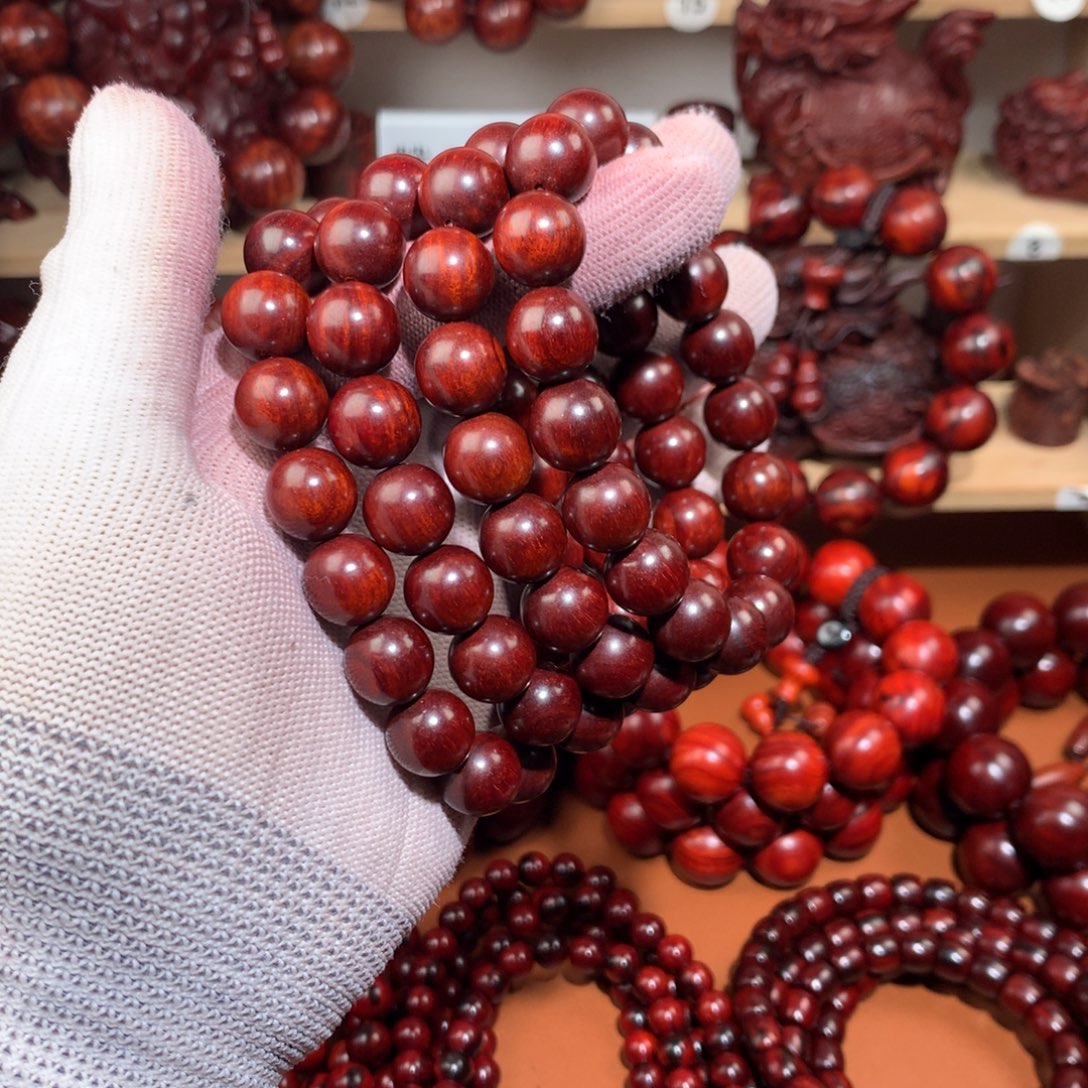 染料紫檀（血檀）1.2×17单圈顶泥-鸡血红-福利款