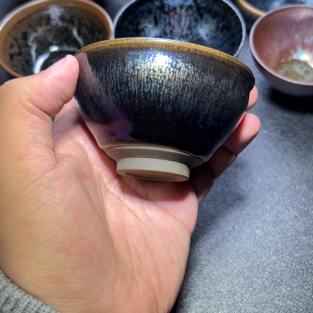 我***天茶盏83两支建窑建盏主人杯